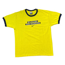 Load image into Gallery viewer, Vintage NIKE "Swoosh Sisterhood" Logo Spellout Graphic Short Sleeve Ringer T-Shirt