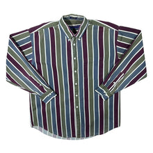 Load image into Gallery viewer, Vintage Norsport Multi Colour Block Striped Cotton Long Sleeve Button-Up Shirt