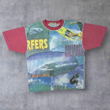 Load image into Gallery viewer, Vintage 90's Crazy Cotton Surfer All-Over Print Colour Block Short Sleeve T-Shirt