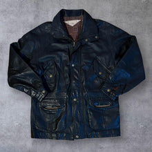 Load image into Gallery viewer, Vintage Bills Leatherwear Pattern Lined Classic Black Genuine Real Leather Zip Jacket