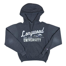 Load image into Gallery viewer, Champion LONGWOOD UNIVERSITY College Spellout Graphic Grey Pullover Hoodie