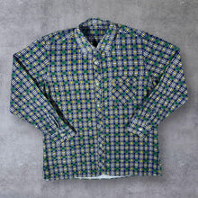 Load image into Gallery viewer, Vintage Green Navy Blue Yellow White Plaid Check Long Sleeve Flannel Shirt