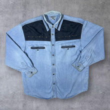 Load image into Gallery viewer, Vintage John Baner Cowboy Western Blue Denim Popper Cotton Long Sleeve Shirt