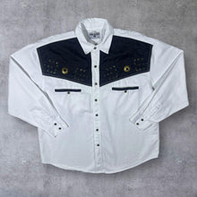 Load image into Gallery viewer, Vintage John Baner Cowboy Western White Black Lace Cotton Long Sleeve Shirt