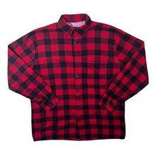 Load image into Gallery viewer, Red Black Lumberjack Plaid Check Long Sleeve Cotton Flannel Shirt