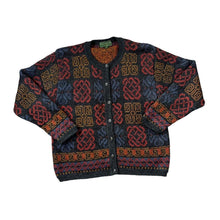Load image into Gallery viewer, Vintage 90's EQUORIAN HERITAGE Grandad Patterned Mohair Acrylic Knit Button Cardigan Sweater Jumper