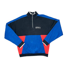 Load image into Gallery viewer, PERRY ELLIS AMERICA Classic Embroidered Mini Logo Colour Block 1/4 Zip Pullover Sweatshirt