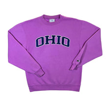 Load image into Gallery viewer, Champion Eco OHIO Embroidered College Spellout Purple Crewneck Sweatshirt