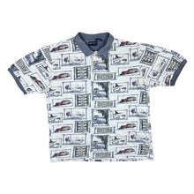 Load image into Gallery viewer, Vintage PURITAN Fishing Car Abstract Patterned Short Sleeve Polo Shirt