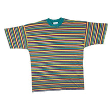 Load image into Gallery viewer, Vintage 90's The Sweater Shop Embroidered Spellout Multi Striped Single Sttich T-Shirt