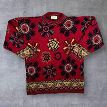Load image into Gallery viewer, Vintage 90's Isabella Richmond Abstract Floral Patterned Red Knit Sweater Jumper