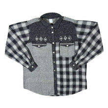 Load image into Gallery viewer, Vintage 90's Embroidered Multi Check Houndstooth Cotton Viscose Long Sleeve Shirt