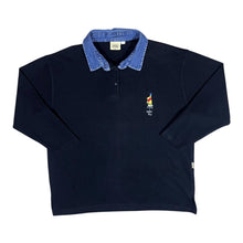 Load image into Gallery viewer, Vintage 90's CLASSIC POOH Disney Embroidered Denim Collar Long Sleeve Polo Shirt Sweatshirt
