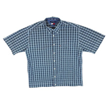 Load image into Gallery viewer, Early 00's Tommy Hilfiger Tommy Jeans Blue White Check Short Sleeve Cotton Shirt