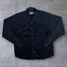 Load image into Gallery viewer, Vintage Stars & Stripes Cowboy Western Black Brown Popper Long Sleeve Shirt