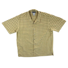Load image into Gallery viewer, COLUMBIA XCO Green Beige-Yellow Plaid Check Open Collar Short Sleeve Utility Shirt