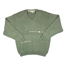 Load image into Gallery viewer, Vintage COUNTRY TRADER Grandad Patterned Cotton Acrylic Knit V-Neck Sweater Jumper