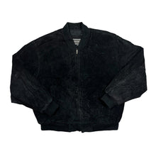 Load image into Gallery viewer, Vintage DAVID TAYLOR Black Genuine Real Suede Leather Bomber Jacket