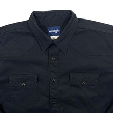 Load image into Gallery viewer, Vintage Wrangler Cowboy Western Black Popper Button Long Sleeve Cotton Shirt