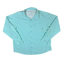 Load image into Gallery viewer, COLUMBIA PFG Fishing Turquoise Long Sleeve Polyester Utility Shirt