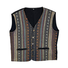 Load image into Gallery viewer, Vintage 90's Striped Patterned Tapestry Woven Button Vest Waistcoat