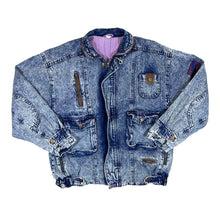 Load image into Gallery viewer, Vintage 90's Acid Wash Blue Denim Lightly Padded Zip Jacket