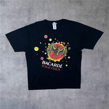 Load image into Gallery viewer, Bacardi “Together” Need Help? Promo Graphic Logo Spellout Black T-Shirt