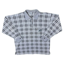 Load image into Gallery viewer, Vintage Mete Collection Plaid Check 1/4 Zip Collared Long Sleeve Polo Shirt