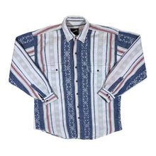Load image into Gallery viewer, Vintage 90's Nashville Men Patterned Multi Striped Long Sleeve Flannel Cotton Shirt