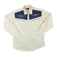 Load image into Gallery viewer, ATLAS FOR MEN Cowboy Western Embroidered Shoulder Panel Cream Long Sleeve Shirt