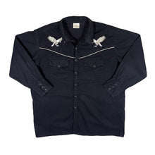 Load image into Gallery viewer, Vintage Embroidered Eagle Black Popper Button Cowboy Western Long Sleeve Shirt