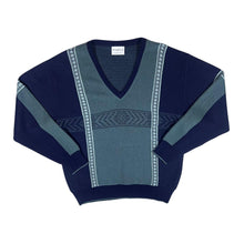 Load image into Gallery viewer, Vintage 90's GABICCI Grandad Patterned Wool Acrylic Knit V-Neck Sweater Jumper