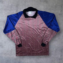Load image into Gallery viewer, Vintage Made In England Pink Blue Grey Patterned Goalie Collared Jersey