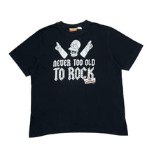 Load image into Gallery viewer, THE SIMPSONS (2009) "Never Too Old To Rock" Homer Simpson TV Show Studded Spellout Graphic T-Shirt