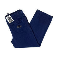 Load image into Gallery viewer, WEIRD FISH Classic Navy Blue Cotton Loose Fit Straight Leg Drawstring Trousers