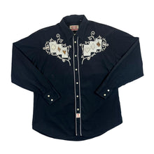 Load image into Gallery viewer, Vintage 90's RODEO BY QUARTERMASTER Cowboy Western Style Card Deck Long Sleeve Cotton Shirt