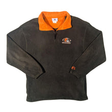 Load image into Gallery viewer, NFL Cleveland Browns Embroidered Football Logo Brown Orange 1/4 Zip Fleece Sweatshirt