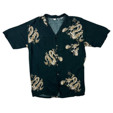 Load image into Gallery viewer, Vintage Traditional Dragon Patterned Dark Green Rayon Short Sleeve Shirt
