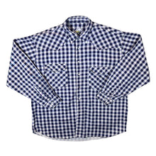 Load image into Gallery viewer, Vintage Original Evolution Cowboy Western Blue White Check Pearl Snap Popper Long Sleeve Shirt