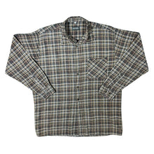 Load image into Gallery viewer, Vintage Basic Concept Brown Grey White Plaid Check Long Sleeve Cotton Flannel Shirt