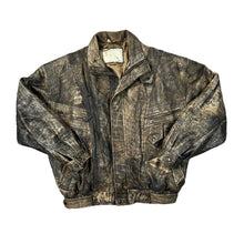Load image into Gallery viewer, Vintage 90's KC GENUINE LEATHER Distressed Effect Brown Real Leather Bomber Jacket