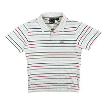 Load image into Gallery viewer, OAKLEY Multi Striped Mini Logo White Short Sleeve Polo Shirt