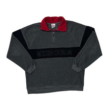 Load image into Gallery viewer, Vintage The Disney Store MICKEY Spellout Colour Block 1/4 Zip Pullover Fleece Sweatshirt