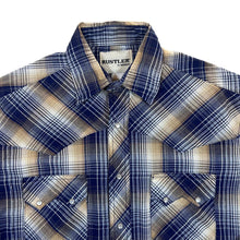 Load image into Gallery viewer, Vintage Rustler By Wrangler Cowboy Western Plaid Check Popper Long Sleeve Shirt
