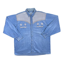 Load image into Gallery viewer, Vintage JOHN F. GEE Cowboy Western Style Pearl Snap Long Sleeve Blue Denim Shirt