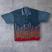 Load image into Gallery viewer, Vintage BAM Shirts Gothic Y2K Flaming Fire Grey Short Sleeve Shirt