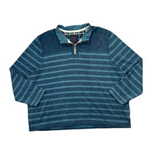 Load image into Gallery viewer, MANTARAY Classic Blue Striped Heavy Cotton 1/4 Zip Pullover Sweatshirt