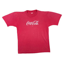 Load image into Gallery viewer, Vintage COCA COLA Embroidered Logo Spellout Distressed Faded Red T-Shirt