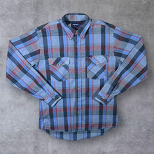 Load image into Gallery viewer, Vintage Wrangler Cowboy Western Made In USA Blue Plaid Check Long Sleeve Shirt