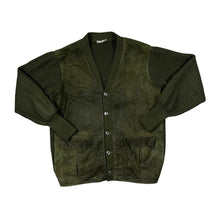 Load image into Gallery viewer, Vintage 90's MAYBORNE OF BOURNEMOUTH Suede Panel Acrylic Wool Knit Button Cardigan Sweater Jumper